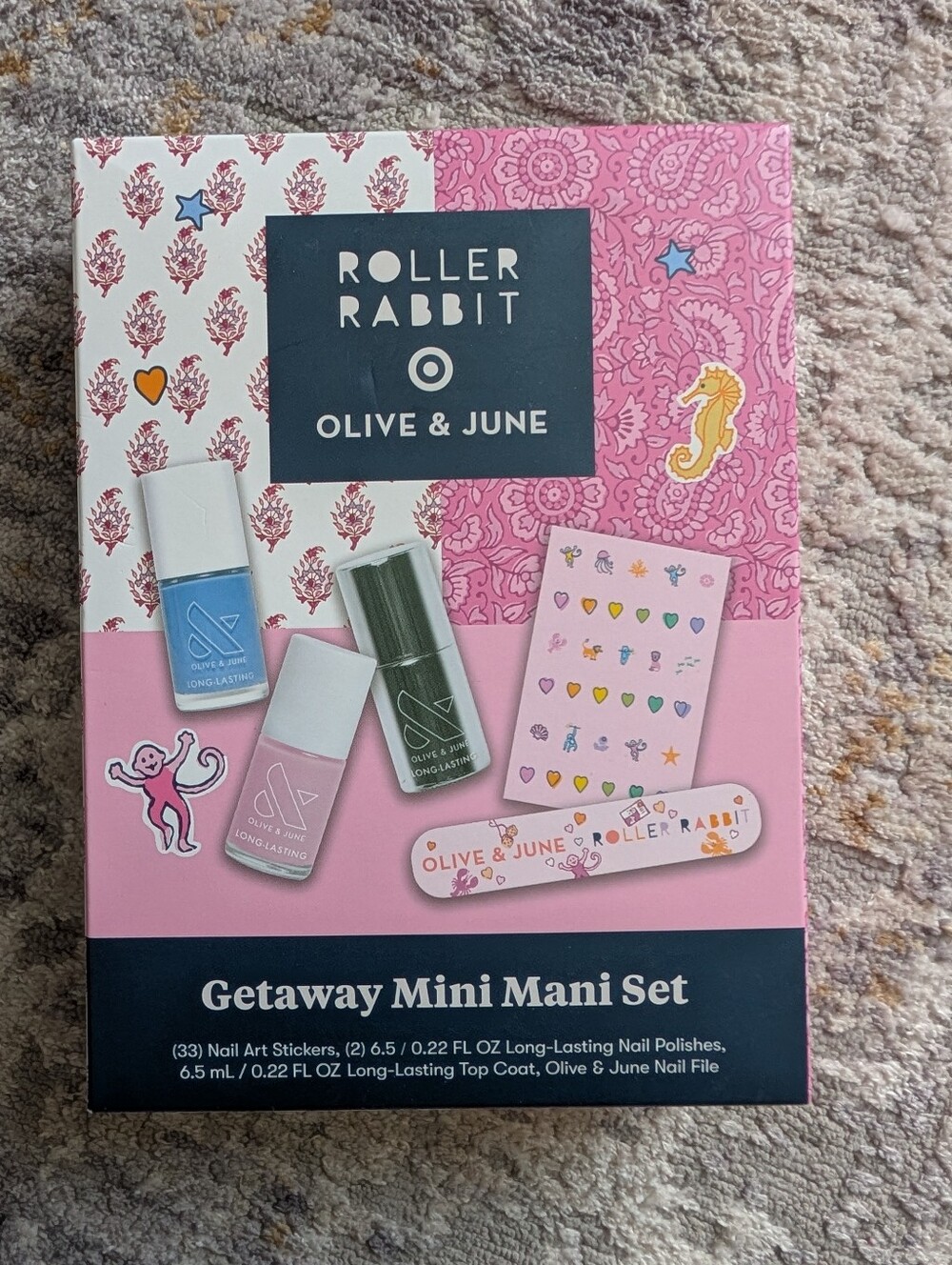Roller Rabbit x Olive & June Getaway Mini Mani Nail Polish Set NEW
